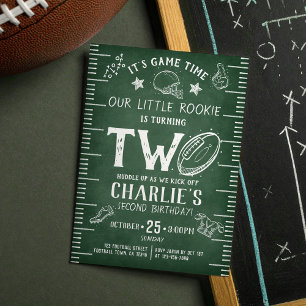 Modern Chalkboard Football Athletic 2nd Birthday Invitation