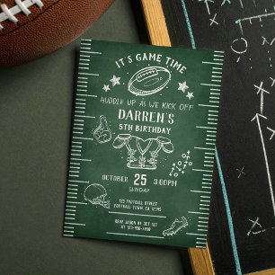 Modern Chalkboard Football Athletic Birthday Invitation