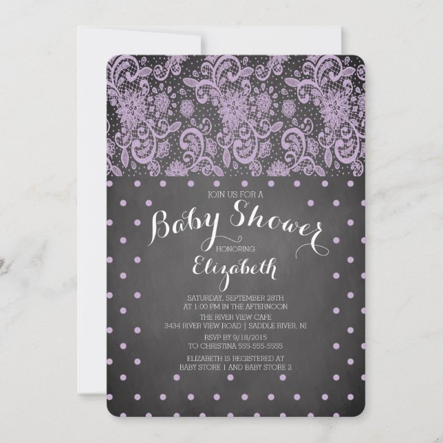Modern Chalkboard Girls Baby Shower Invitation (Front)