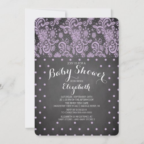 Modern Chalkboard Girls Baby Shower Invitation 5" X 7" Invitation Card