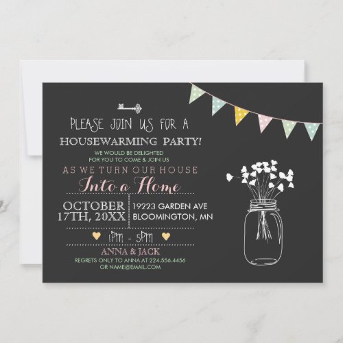 Modern Chalkboard Housewarming Invitation