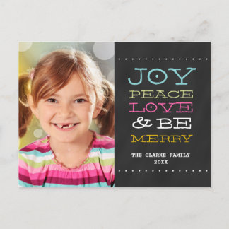 MODERN CHALKBOARD JOY | PHOTO HOLIDAY POSTCARD