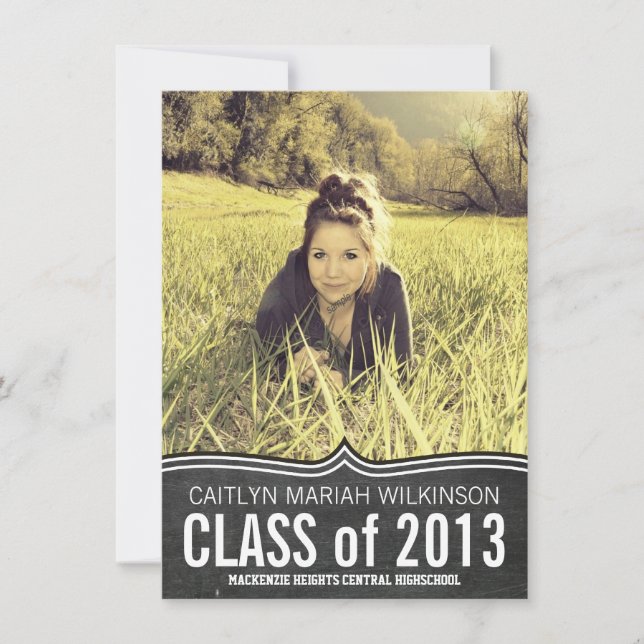 Modern Chalkboard Large Photo Grad Party Invitation (Front)