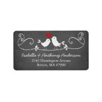 Modern Chalkboard Love Birds Return Address Label