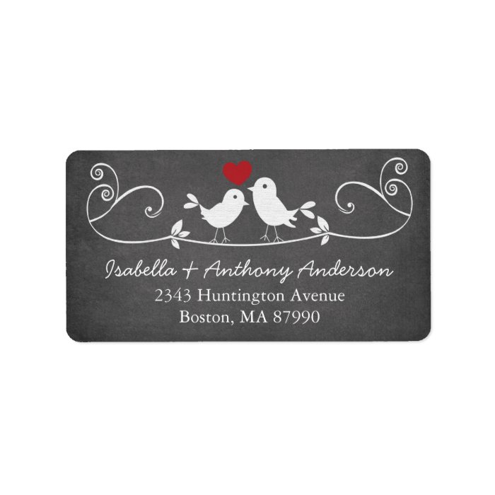 Modern Chalkboard Love Birds Return Address Label Zazzle