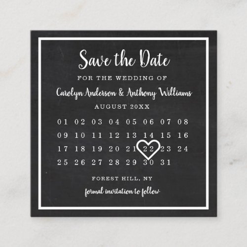 Modern Chalkboard Photo Calendar Save The Date Enclosure Card