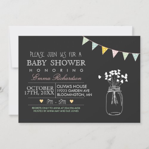 Modern Chalkboard Pink Baby Shower invitation