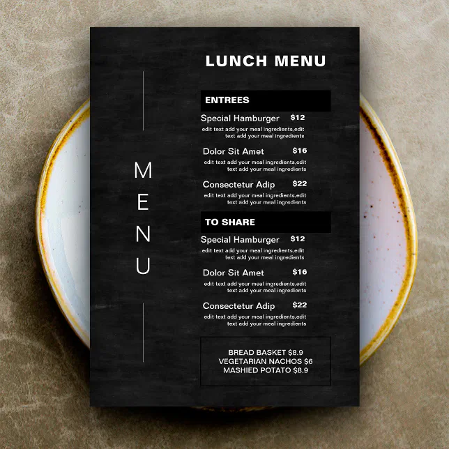 Modern Chalkboard Restaurant Lunch Menu Price List Zazzle
