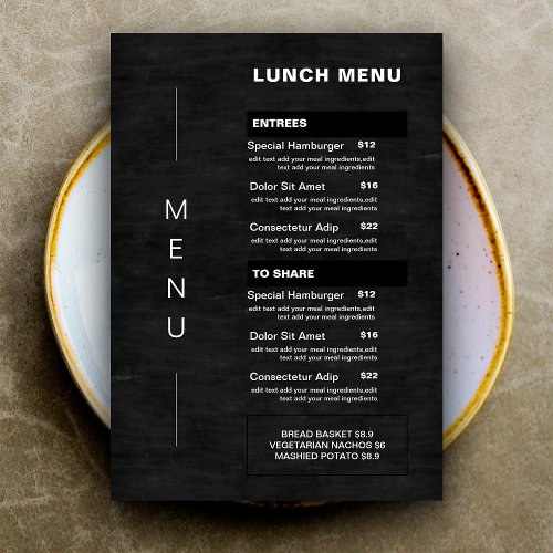Modern Chalkboard Restaurant Lunch Menu Price List