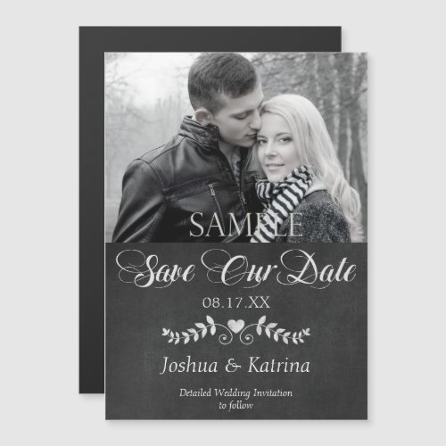 Modern Chalkboard Save the Date Wedding Photo Magnetic Invitation