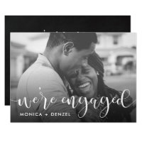 Modern Chalkboard & Script Engagement Party Photo Invitation