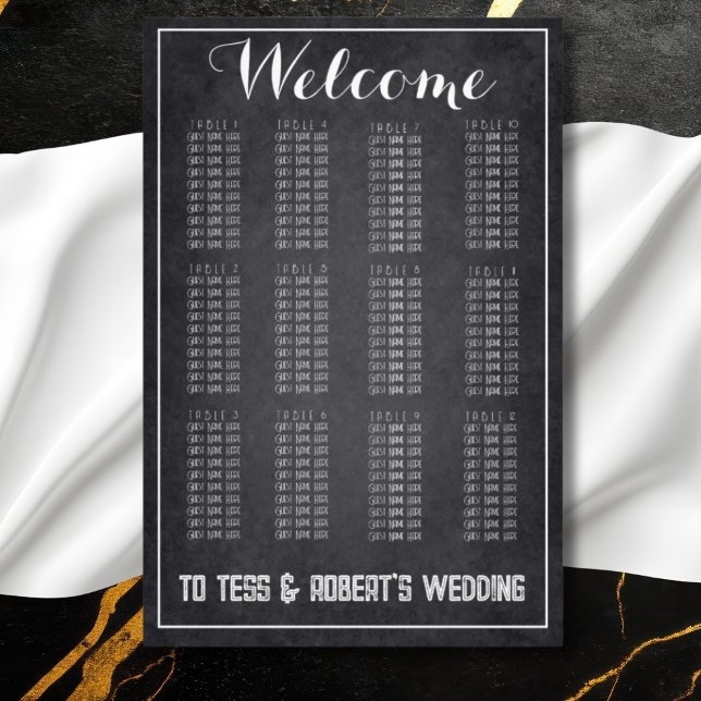 Modern Chalkboard Script Minimalist Seating Chart Photo Print (Creator Uploaded)
