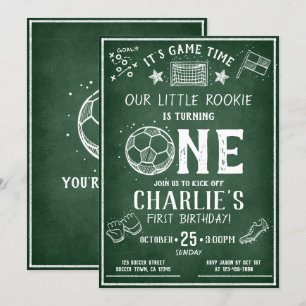 Modern Chalkboard Soccer All Star 1st Birthday Invitation