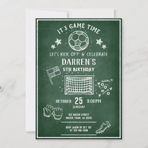 Modern Chalkboard Soccer All Star Birthday Invitation