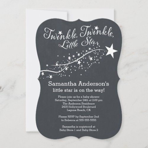 Modern Chalkboard Star Baby Shower Invitation
