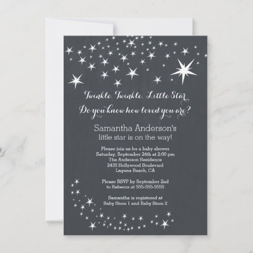 Modern Chalkboard Star Baby Shower Invitation