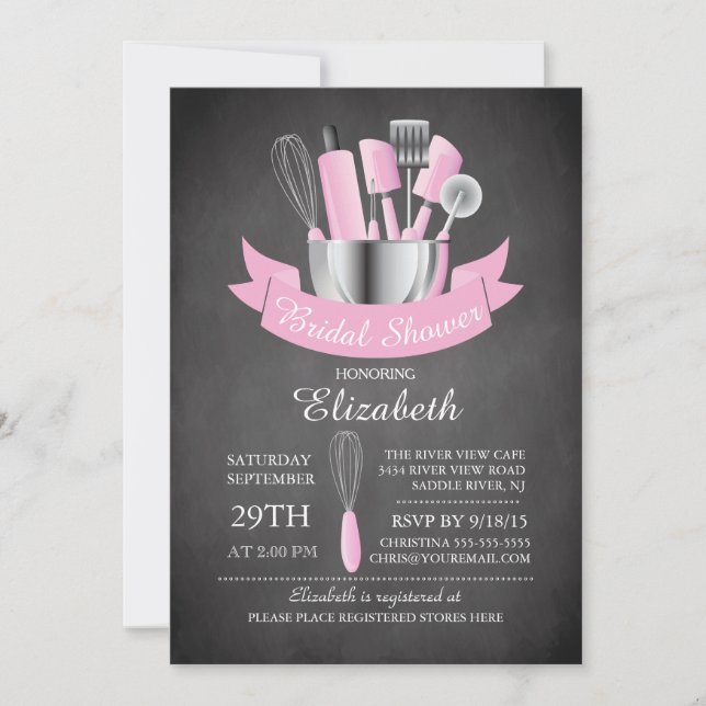 Modern Chalkboard Stock The Kitchen Bridal Shower Invitation (Front)