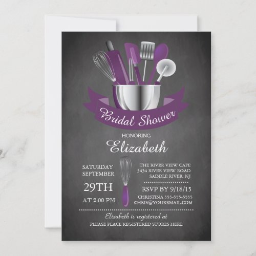 Modern Chalkboard Stock The Kitchen Bridal Shower Invitation