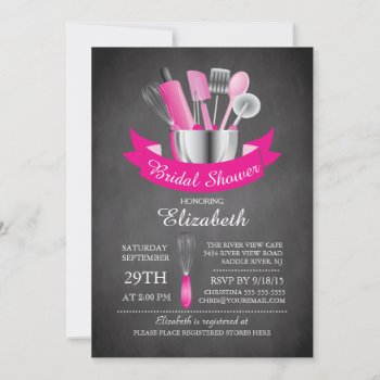 Modern Chalkboard Stock The Kitchen Bridal Shower Invitation by invitationstop at Zazzle