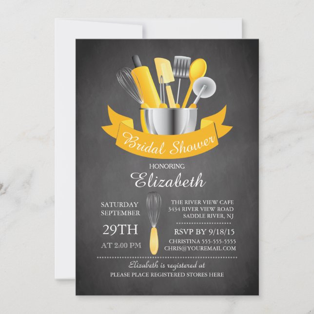 Modern Chalkboard Stock The Kitchen Bridal Shower Invitation (Front)