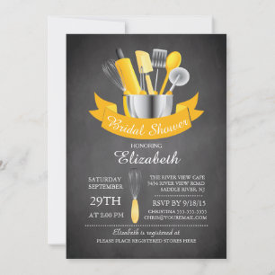 Modern Chalkboard Stock The Kitchen Bridal Shower Invitation