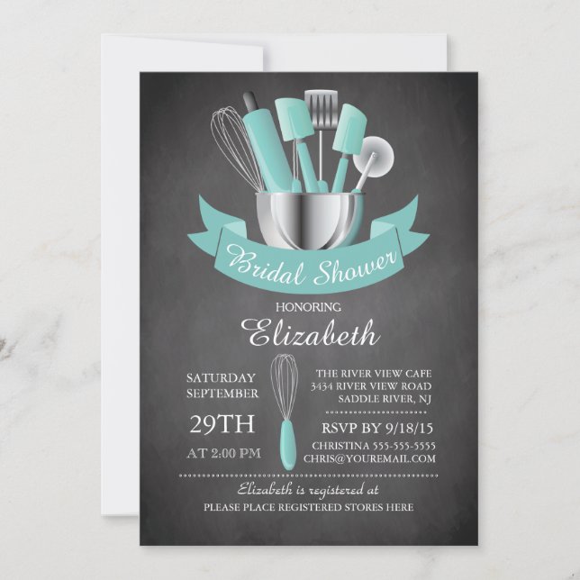 Modern Chalkboard Stock The Kitchen Bridal Shower Invitation (Front)