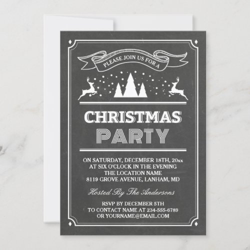 Modern Chalkboard Typography Christmas Party Card