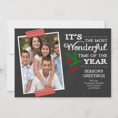 Modern Chalkboard Typography Holiday Photo Card