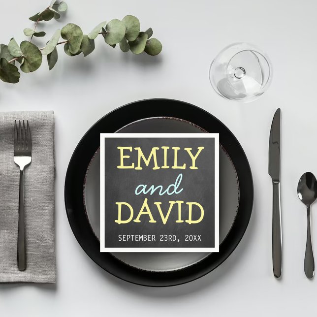 Modern Chalkboard Typography Wedding Napkins (Creator Uploaded)