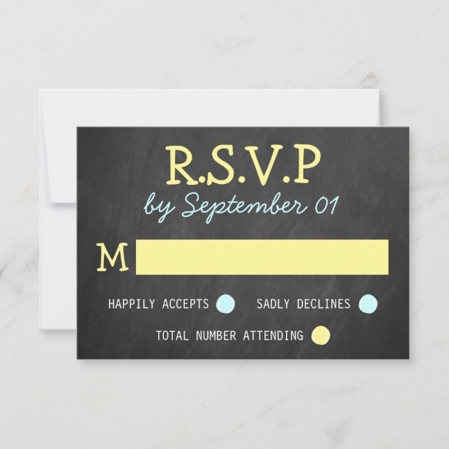 Modern Chalkboard Typography Wedding RSVP Cards (Front)