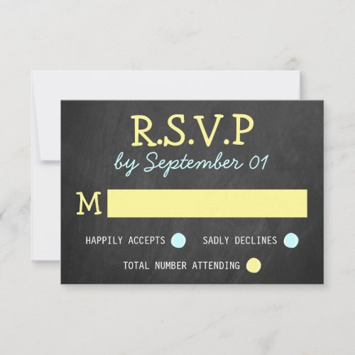 Modern Chalkboard Typography Wedding RSVP Cards