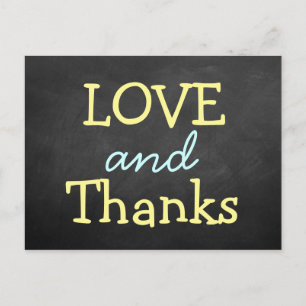 Modern Chalkboard Typography Wedding Thank You Postcard