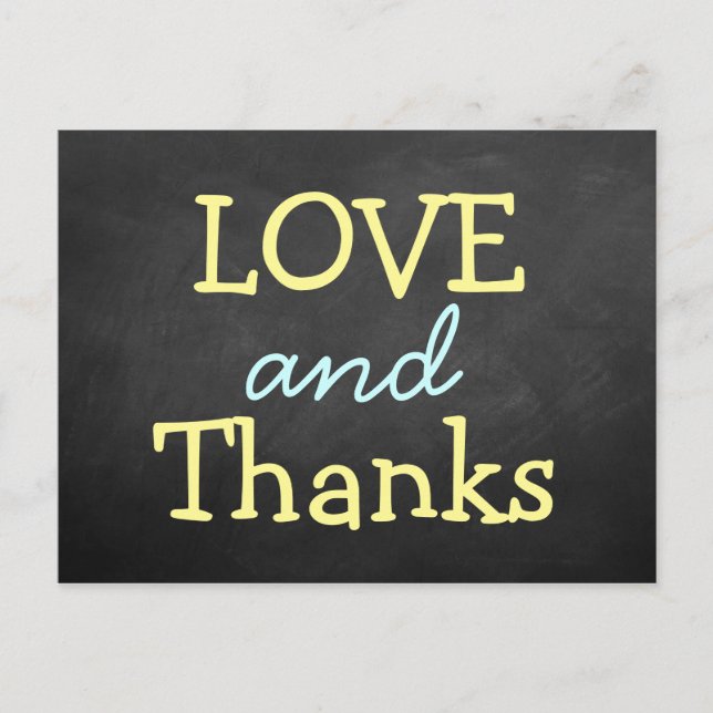 Modern Chalkboard Typography Wedding Thank You Postcard (Front)