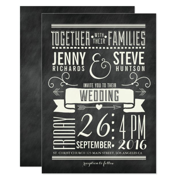 MODERN CHALKBOARD WEDDING INVITATION