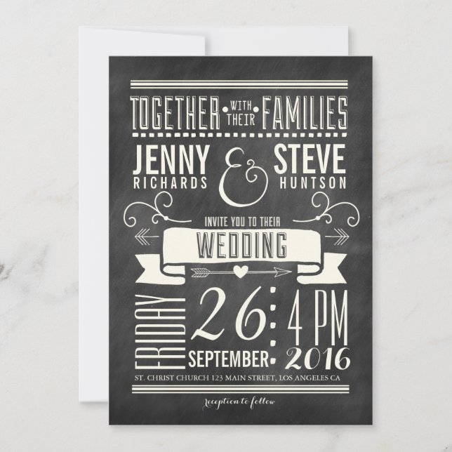Modern Chalkboard Wedding Invitation (Front)