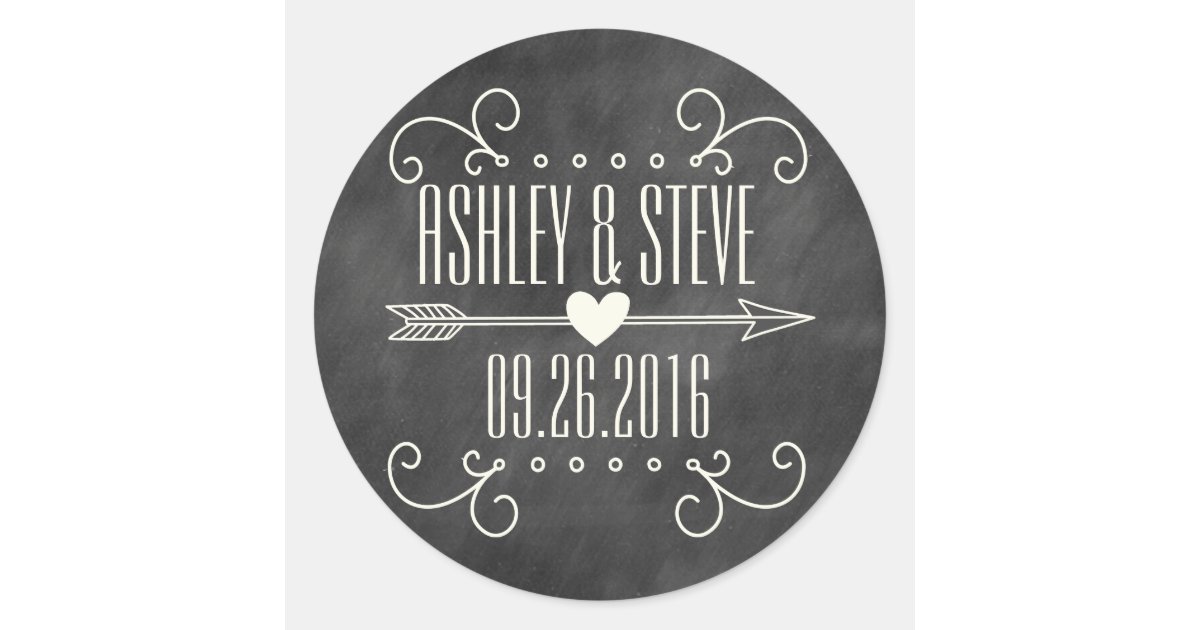 MODERN CHALKBOARD WEDDING STICKERS Zazzle