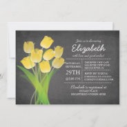 Modern Chalkboard Yellow Tulip Bridal Shower Invitation at Zazzle
