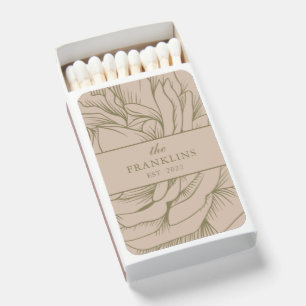 Modern Champagne Botanical Wedding Matchbox Matchboxes