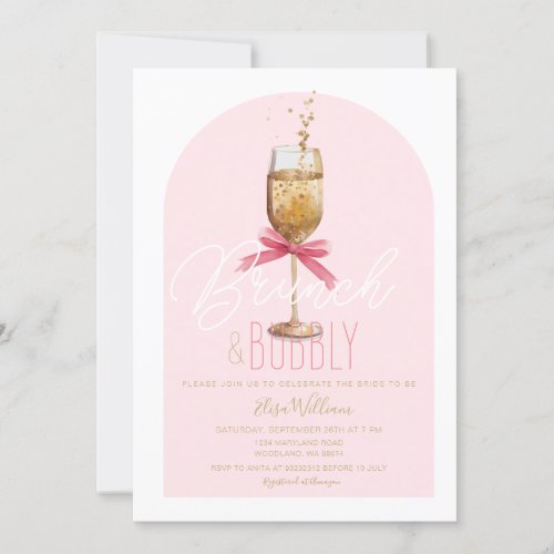 Modern Champagne Brunch  Bubbly Bridal Shower Invitation