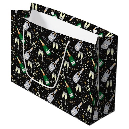 Modern Champagne Celebration New Years Eve Large Gift Bag