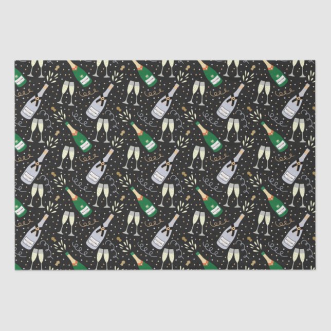 Modern Champagne Celebration New Years Eve Tissue Paper (Front)