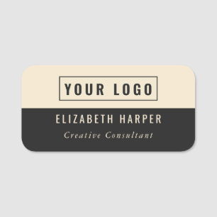 Modern Champagne Charcoal Custom Logo Badge