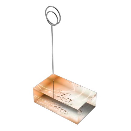 Modern Champagne Color Bokeh Light  Typography Place Card Holder