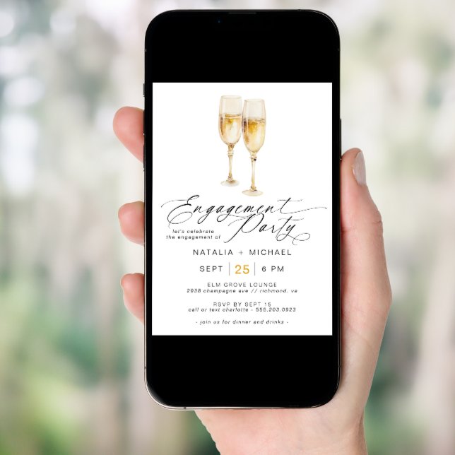 Modern Champagne | Cute Casual Engagement Party Invitation (Front Digital)