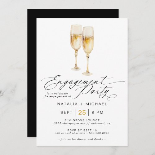 Modern Champagne  Cute Casual Engagement Party Invitation