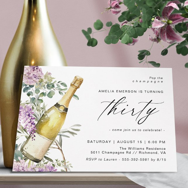 Modern Champagne | Cute Fun Women's 30th Birthday Invitation (Creator Uploaded)
