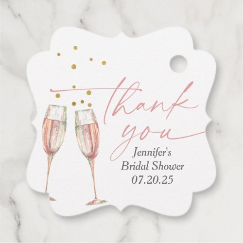 modern champagne glass bridal shower favor tags