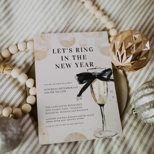 Modern Champagne Glass New Year’s Eve Party Invitation Modern Champagne Glass New Year’s Eve Party Invitation