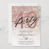 Modern Champagne Glitter 40th Birthday Invitation (Front)