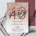 Modern Champagne Glitter 40th Birthday Invitation<br><div class="desc">Invite family and friends to celebrate 40th Birthday with these chic trendy invitations. Design featuring champagne sparkly glitter texture,  fortyy in trendy handwritten script in black and rose gold color. Personalize with your details in block capital lettering.</div>